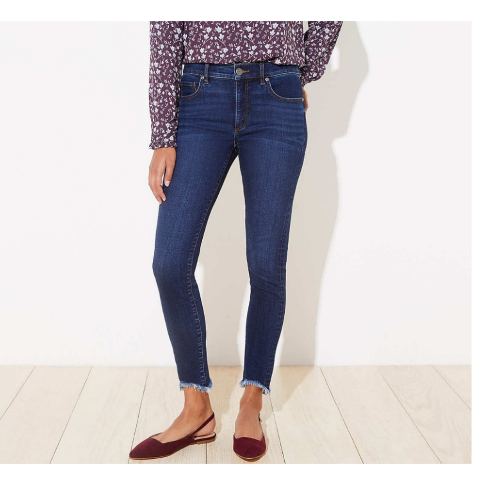 Ann Taylor LOFT Curvy Skinny Raw Hem Jeans